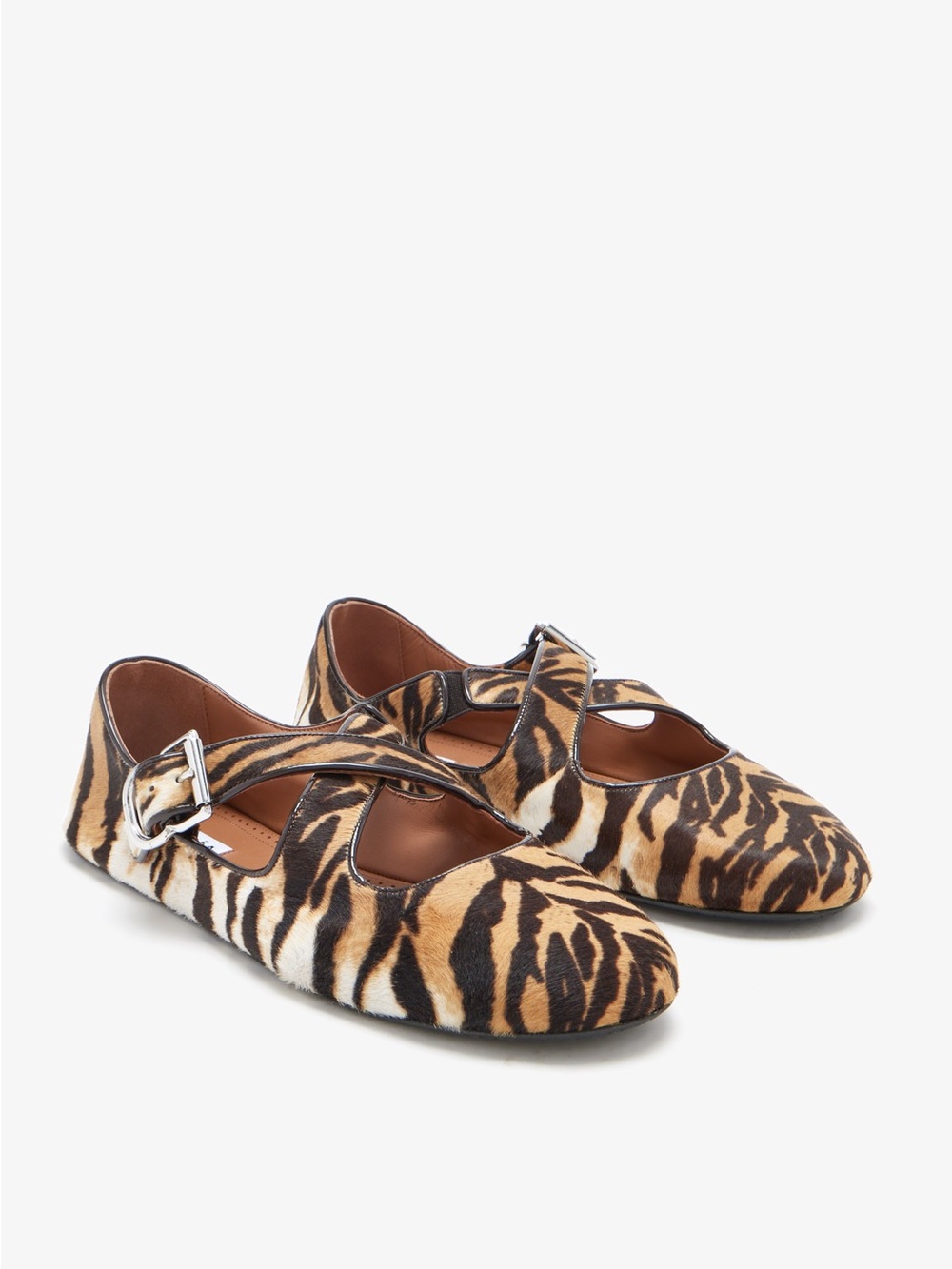 STUNNING Alaia Paris Pony Hair Animal Print Criss Cross Ballet Flats US7/37EU